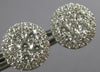 ESTATE LARGE 1.13CT DIAMOND 18KT WHITE GOLD 3D CLUSTER FLOWER HALO STUD EARRINGS