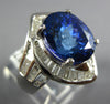 LARGE 9.52CT DIAMOND & TANZANITE 18KT WHITE GOLD OVAL & BAGUETTE ENGAGEMENT RING