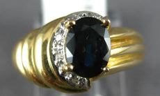 1.05CT DIAMOND & AAA SAPPHIRE 14KT YELLOW GOLD 3D OVAL & ROUND STRIATED FUN RING