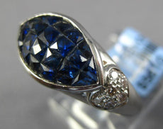 4.55CT DIAMOND & AAA SAPPHIRE 18KT WHITE GOLD ROUND & PRINCESS DOUBLE HEART RING