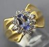 ESTATE .83CT DIAMOND & TANZANITE 14KT YELLOW GOLD OVAL & ROUND FLOWER FUN RING