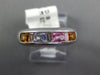ESTATE 1.26CT DIAMOND & AAA MULTI COLOR SAPPHIRE 14KT WHITE GOLD 3D BEZEL RING