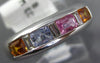 ESTATE 1.26CT DIAMOND & AAA MULTI COLOR SAPPHIRE 14KT WHITE GOLD 3D BEZEL RING