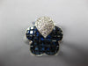 5.21CT DIAMOND & AAA SAPPHIRE 18K WHITE GOLD INVISIBLE BUTTERFLY FLOWER FUN RING