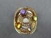 LARGE 2.64CT DIAMOND & AAA MULTI GEM 14KT YELLOW GOLD 3D MULTI CIRCULAR FUN RING