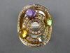 LARGE 2.64CT DIAMOND & AAA MULTI GEM 14KT YELLOW GOLD 3D MULTI CIRCULAR FUN RING