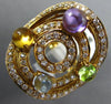LARGE 2.64CT DIAMOND & AAA MULTI GEM 14KT YELLOW GOLD 3D MULTI CIRCULAR FUN RING