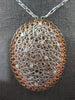 EXTRA LARGE .30CT DIAMOND 14K WHITE ROSE GOLD WOVEN ETOILE FILIGREE OVAL PENDANT