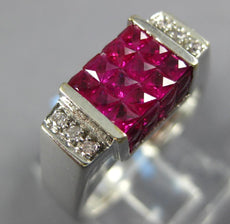 3.17CT DIAMOND & AAA RUBY 18KT WHITE GOLD ROUND & PRINCESS INVISIBLE SQUARE RING
