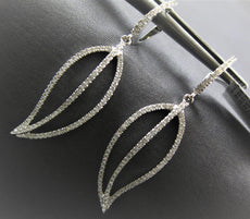 ESTATE .56CT DIAMOND 18KT WHITE GOLD 3D CLASSIC LEAF HANGING EARRINGS