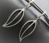 ESTATE .56CT DIAMOND 18KT WHITE GOLD 3D CLASSIC LEAF HANGING EARRINGS
