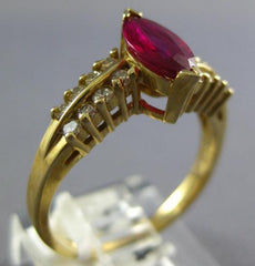 1.11CT DIAMOND & AAA RUBY 14KT YELLOW GOLD 3D MARQUISE & ROUND ENGAGEMENT RING