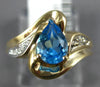 1.30CT DIAMOND & AAA BLUE TOPAZ 14KT YELLOW GOLD 3D PEAR SHAPE & ROUND FUN RING