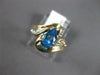 1.30CT DIAMOND & AAA BLUE TOPAZ 14KT YELLOW GOLD 3D PEAR SHAPE & ROUND FUN RING