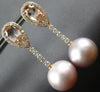 LARGE 2.80CT DIAMOND & AAA MORGANITE & PINK PEARL 18K ROSE GOLD HANGING EARRINGS