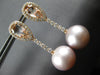 LARGE 2.80CT DIAMOND & AAA MORGANITE & PINK PEARL 18K ROSE GOLD HANGING EARRINGS