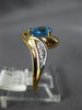 1.30CT DIAMOND & AAA BLUE TOPAZ 14KT YELLOW GOLD 3D PEAR SHAPE & ROUND FUN RING