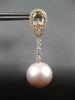 LARGE 2.80CT DIAMOND & AAA MORGANITE & PINK PEARL 18K ROSE GOLD HANGING EARRINGS