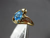 1.30CT DIAMOND & AAA BLUE TOPAZ 14KT YELLOW GOLD 3D PEAR SHAPE & ROUND FUN RING