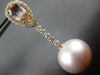 LARGE 2.80CT DIAMOND & AAA MORGANITE & PINK PEARL 18K ROSE GOLD HANGING EARRINGS
