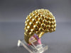 LARGE .08CT DIAMOND 14KT YELLOW GOLD 3D FLOWER DOME SHAPE COMFORTABLE FUN RING