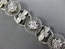 ANTIQUE .90CT OLD MINE DIAMOND 18K WHITE GOLD 3D FLOWER FILIGREE TENNIS BRACELET