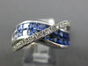 WIDE 3.02CT DIAMOND & AAA SAPPHIRE 14KT WHITE GOLD ROUND & PRINCESS CUT X RING