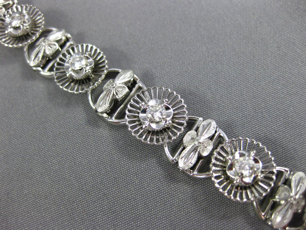 Antique Art Deco 14k White Gold Diamond Sapphire Filigree Bracelet 0.1