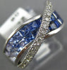 WIDE 3.02CT DIAMOND & AAA SAPPHIRE 14KT WHITE GOLD ROUND & PRINCESS CUT X RING