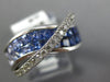 WIDE 3.02CT DIAMOND & AAA SAPPHIRE 14KT WHITE GOLD ROUND & PRINCESS CUT X RING