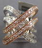 ESTATE LARGE 1.64CT DIAMOND 14KT WHITE & ROSE GOLD MULTI ROW INFINITY LOVE RING