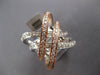 ESTATE LARGE 1.64CT DIAMOND 14KT WHITE & ROSE GOLD MULTI ROW INFINITY LOVE RING