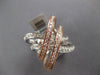 ESTATE LARGE 1.64CT DIAMOND 14KT WHITE & ROSE GOLD MULTI ROW INFINITY LOVE RING