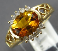 2.74CT DIAMOND & AAA CITRINE 14KT YELLOW GOLD 3D OVAL & ROUND SEM BEZEL FUN RING