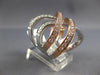 ESTATE LARGE 1.64CT DIAMOND 14KT WHITE & ROSE GOLD MULTI ROW INFINITY LOVE RING
