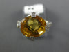 ESTATE 5.74CT DIAMOND & AAA CITRINE 14KT WHITE GOLD OVAL & ROUND ENGAGEMENT RING