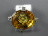 ESTATE 5.74CT DIAMOND & AAA CITRINE 14KT WHITE GOLD OVAL & ROUND ENGAGEMENT RING
