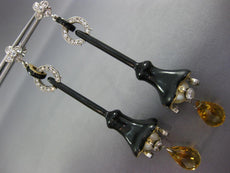 ANTIQUE LARGE 9.15CT OLD MINE DIAMOND & MULTI GEM 14K 2TONE GOLD FLOWER EARRINGS