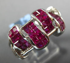 4.02CT DIAMOND & AAA RUBY 18KT WHITE GOLD ROUND & PRINCESS CRISS CROSS FUN RING
