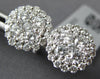 ESTATE LARGE 1.26CT DIAMOND 18K WHITE GOLD 3D ROUND CLUSTER FLOWER STUD EARRINGS