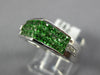 2.67CT DIAMOND & AAA TSAVORITE 18K WHITE GOLD 3D PRINCESS INVISIBLE PYRAMID RING