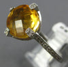 ESTATE 5.74CT DIAMOND & AAA CITRINE 14KT WHITE GOLD OVAL & ROUND ENGAGEMENT RING