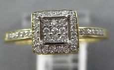 ESTATE .18CT DIAMOND 14KT 2 TONE GOLD 3D CLASSIC SQUARE PAVE FUN FRIENDSHIP RING