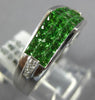 2.67CT DIAMOND & AAA TSAVORITE 18K WHITE GOLD 3D PRINCESS INVISIBLE PYRAMID RING