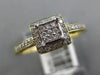 ESTATE .18CT DIAMOND 14KT 2 TONE GOLD 3D CLASSIC SQUARE PAVE FUN FRIENDSHIP RING