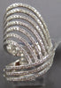 ESTATE EXTRA LARGE 1.17CT DIAMOND 14KT WHITE GOLD MULTI ROW CRISS CROSS FUN RING