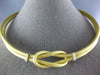 ESTATE .20CT DIAMOND 14KT YELLOW GOLD 3D CLASSIC LOVE KNOT CHOKER FUN NECKLACE