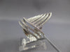 ESTATE EXTRA LARGE 1.17CT DIAMOND 14KT WHITE GOLD MULTI ROW CRISS CROSS FUN RING