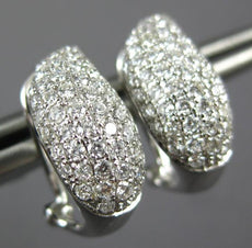 ESTATE WIDE .77CT DIAMOND 18K WHITE GOLD CLASSIC MULTI ROW WAVE CLIP ON EARRINGS