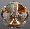 ESTATE EXTRA LARGE 1.43CT DIAMOND 14KT ROSE GOLD HANDCRAFTED FLOWER FUN RING